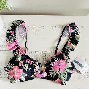 NWT True Craft Rio Floral Ruffled Bralette Bikini Swim Top